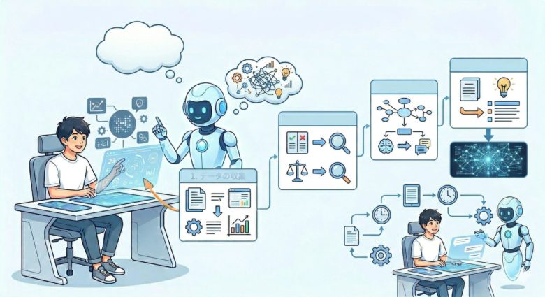 人に教えるAIのイラスト