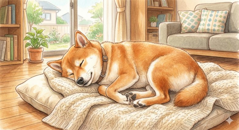 安心している犬のイラスト